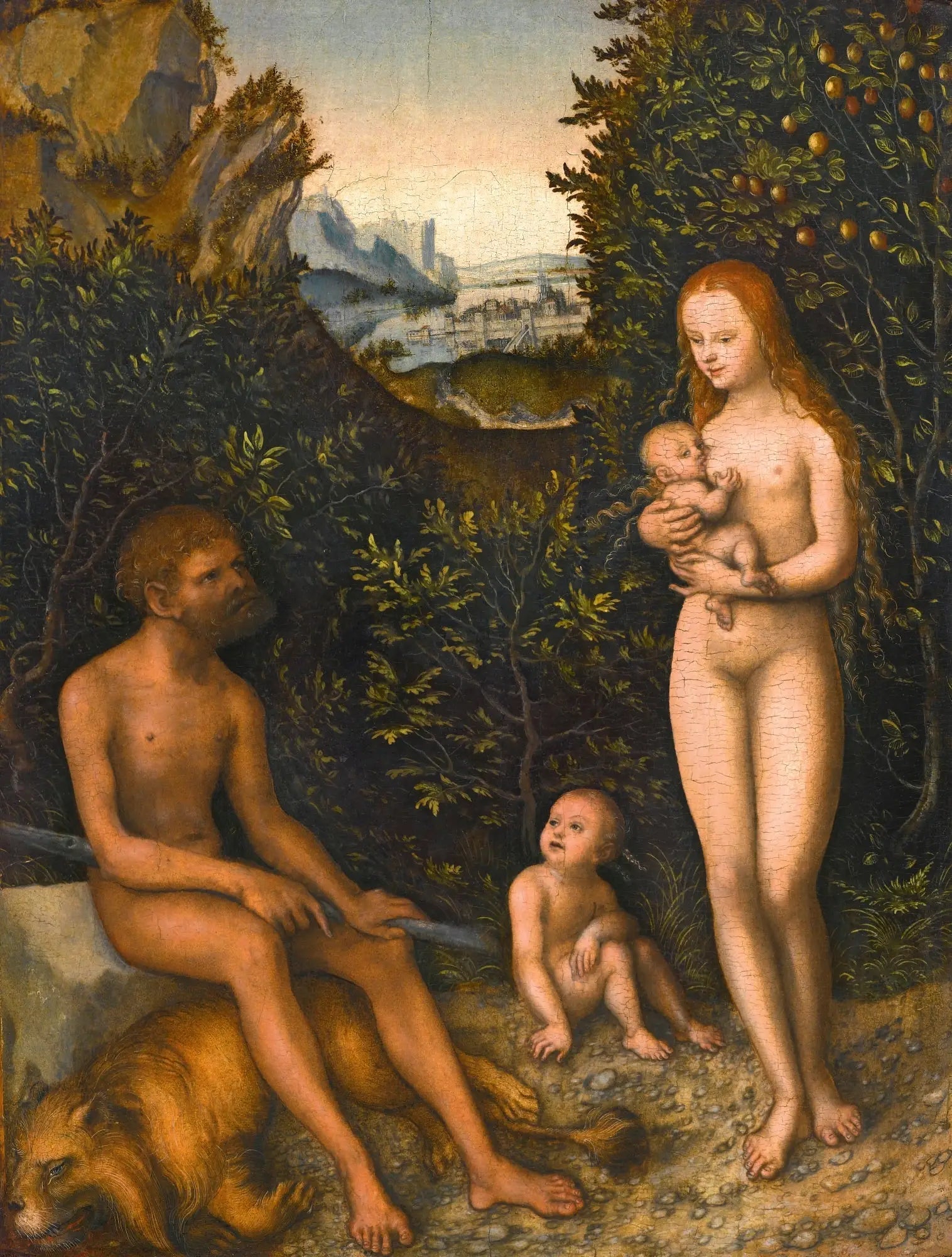 Un faune et sa famille - Lucas Cranach the Elder image 1 reproduction artisanale de tableau