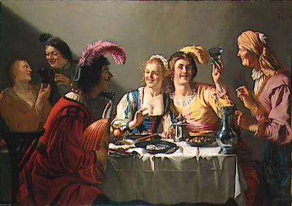 Un festin de mariage - Gerrit van Honthorst image 1 tableau peint à l’huile sur toile