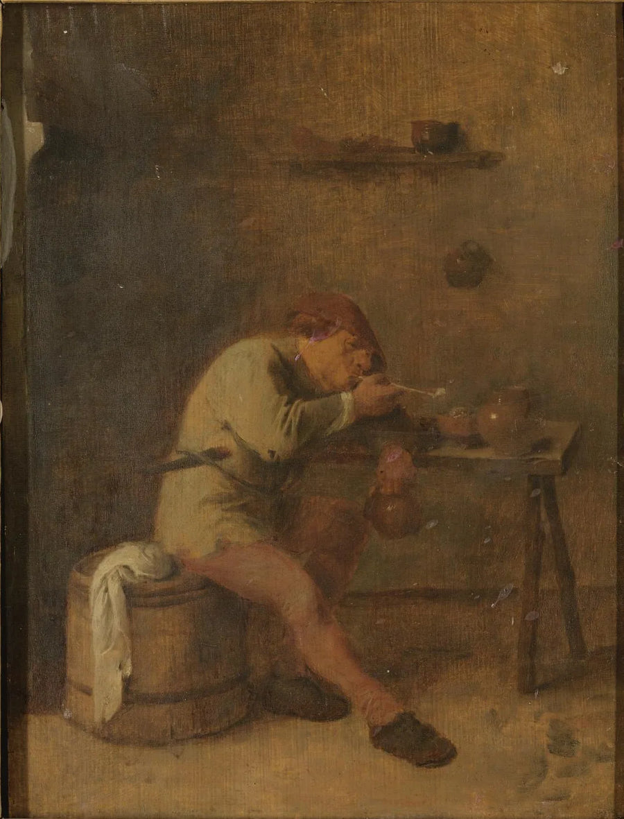 Un fumeur allume sa pipe - Adriaen Brouwer