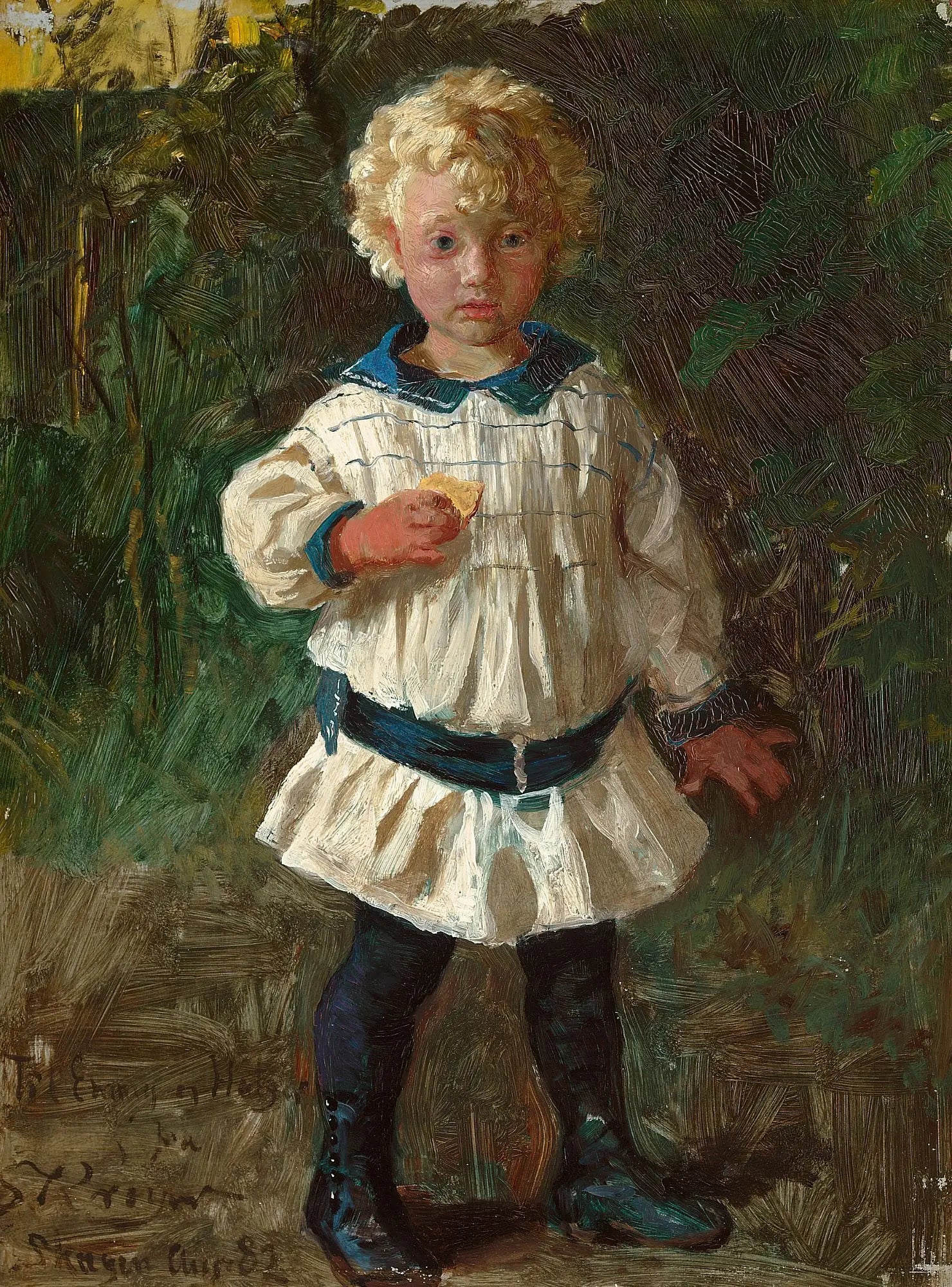 Un garçon blond. Portrait de Jens Drachmann. - Peder Severin Krøyer image 1 tableau peint à l’huile sur toile