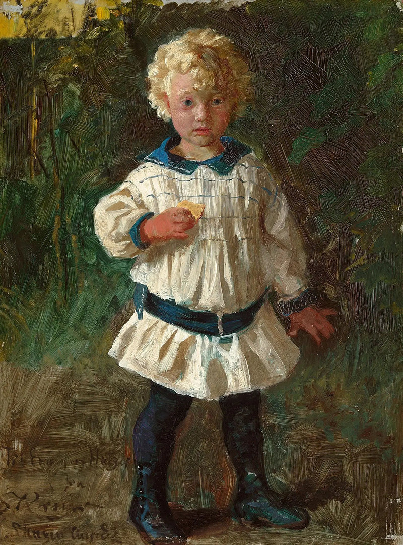 Un garçon blond. Portrait de Jens Drachmann. - Peder Severin Krøyer