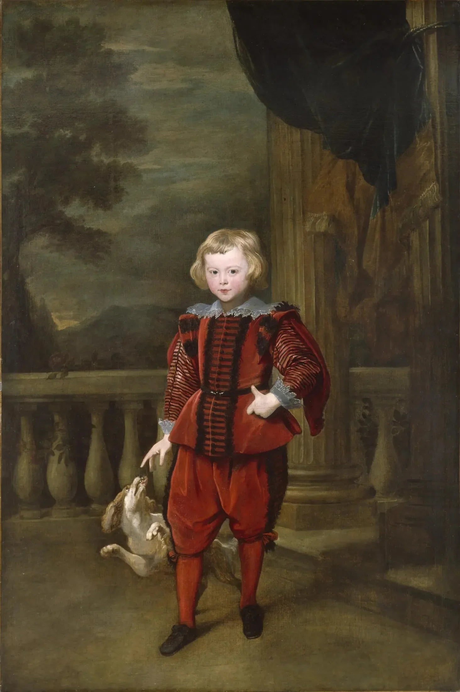 Un garçon debout sur une terrasse - Antoine van Dyck image 1 reproduction artisanale de tableau