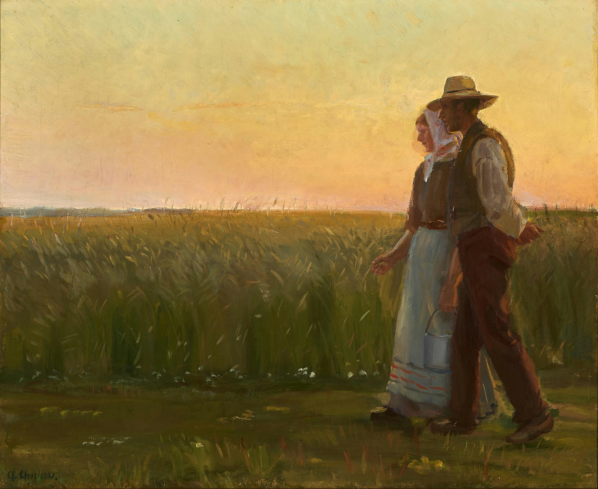 Un garçon et une fille. - Anna Ancher image 1 reproduction artisanale de tableau