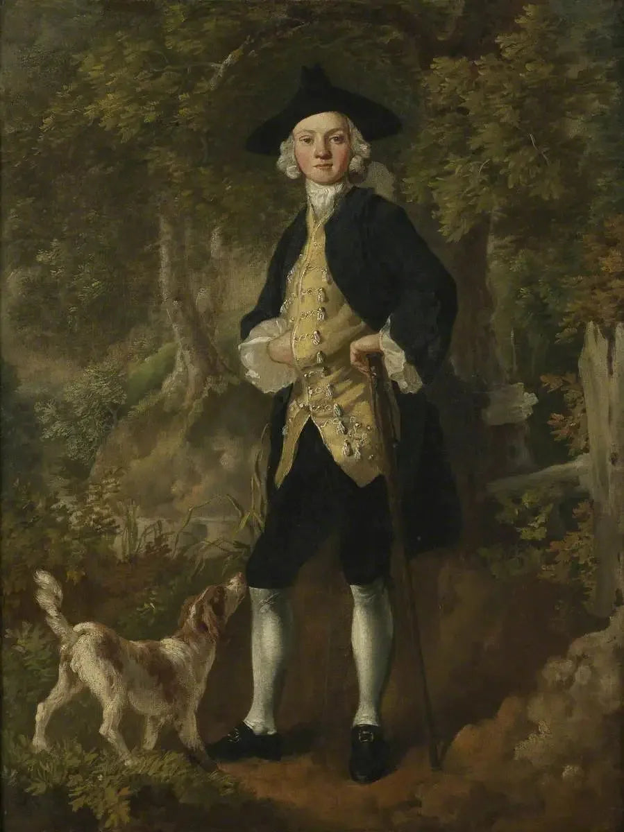 Un gentleman avec un chien dans un bois - Thomas Gainsborough image 1 tableau peint à l’huile sur toile