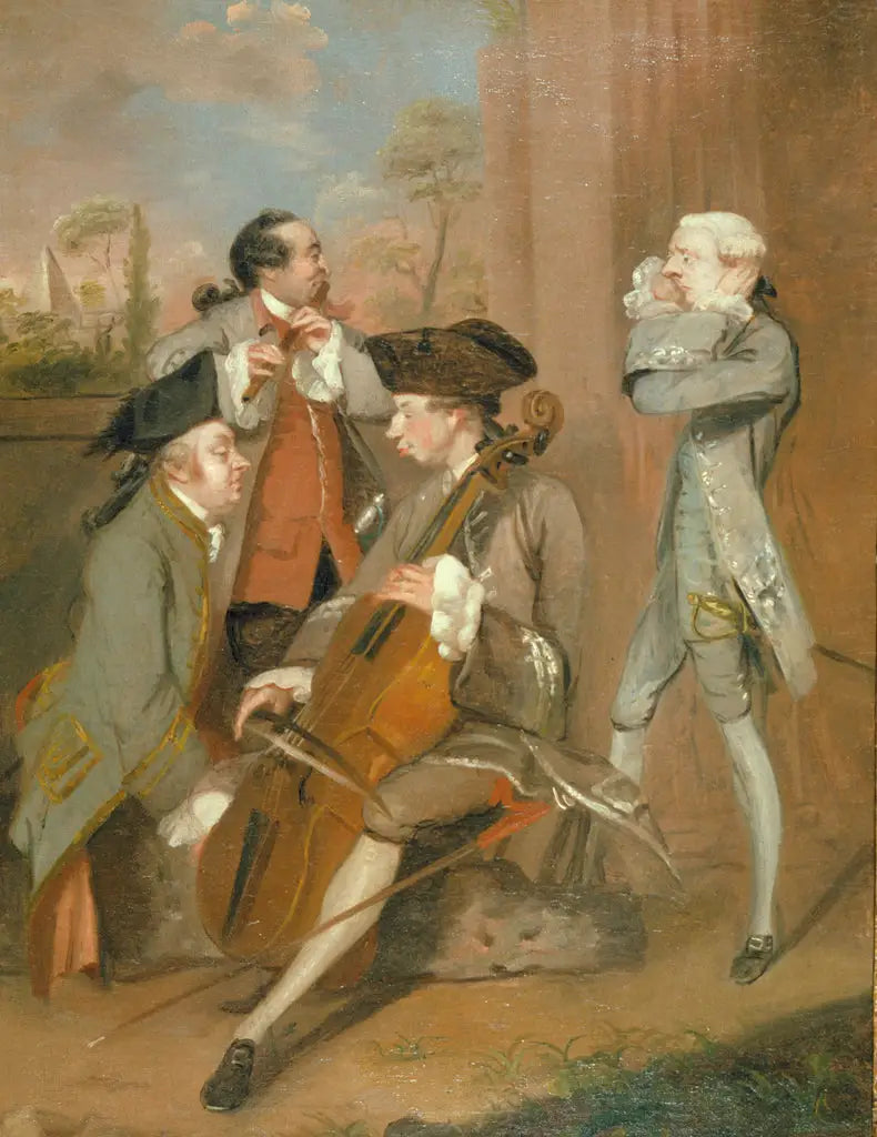 Un groupe de caricatures : Sir Charles Turner, M. Cook, M. John Woodyeare et le révérend Dr William Drake - Joshua Reynolds image 1 reproduction réalisée par Alpha Reproduction