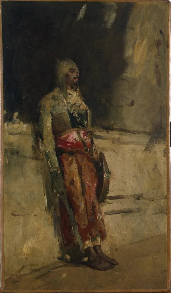 Un guerrier arabe - Mariano Fortuny Marsal image 1 copie peinte à la main à l’huile