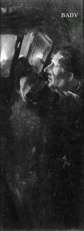 Un homme allumant une lanterne - Adolph von Menzel image 1 reproduction réalisée par Alpha Reproduction