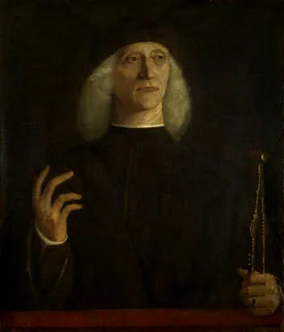 Un homme avec un compas (?) - Gentile Bellini