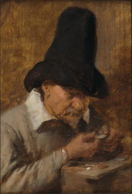 Un homme compte de l'argent (Avarice) - Adriaen Brouwer image 1 copie peinte à la main à l’huile