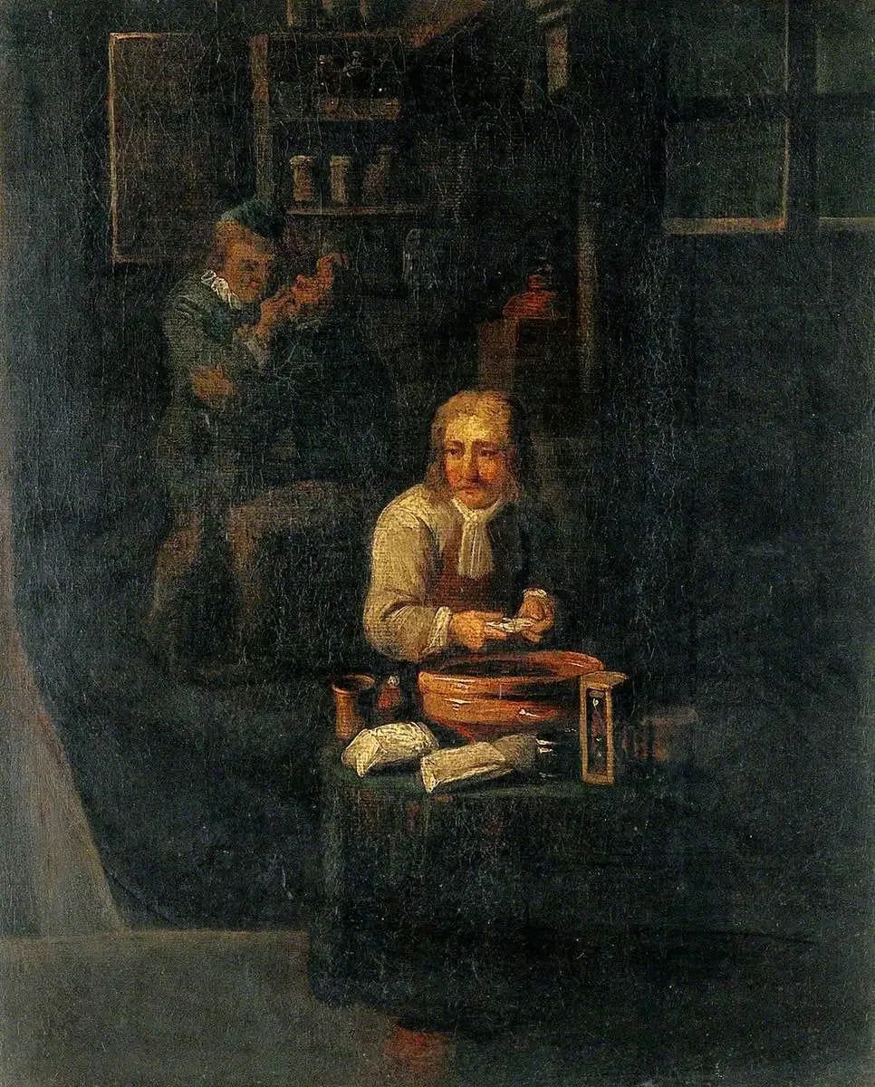 Un homme préparant un plâtre - David Teniers le Jeune image 1 copie peinte à la main à l’huile