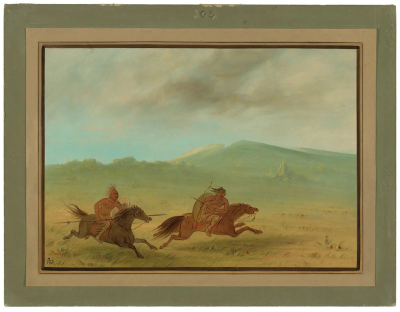 Un Indien Osage poursuivant un Camanchee - George Catlin