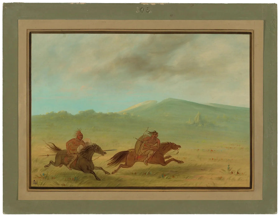Un Indien Osage poursuivant un Camanchee - George Catlin