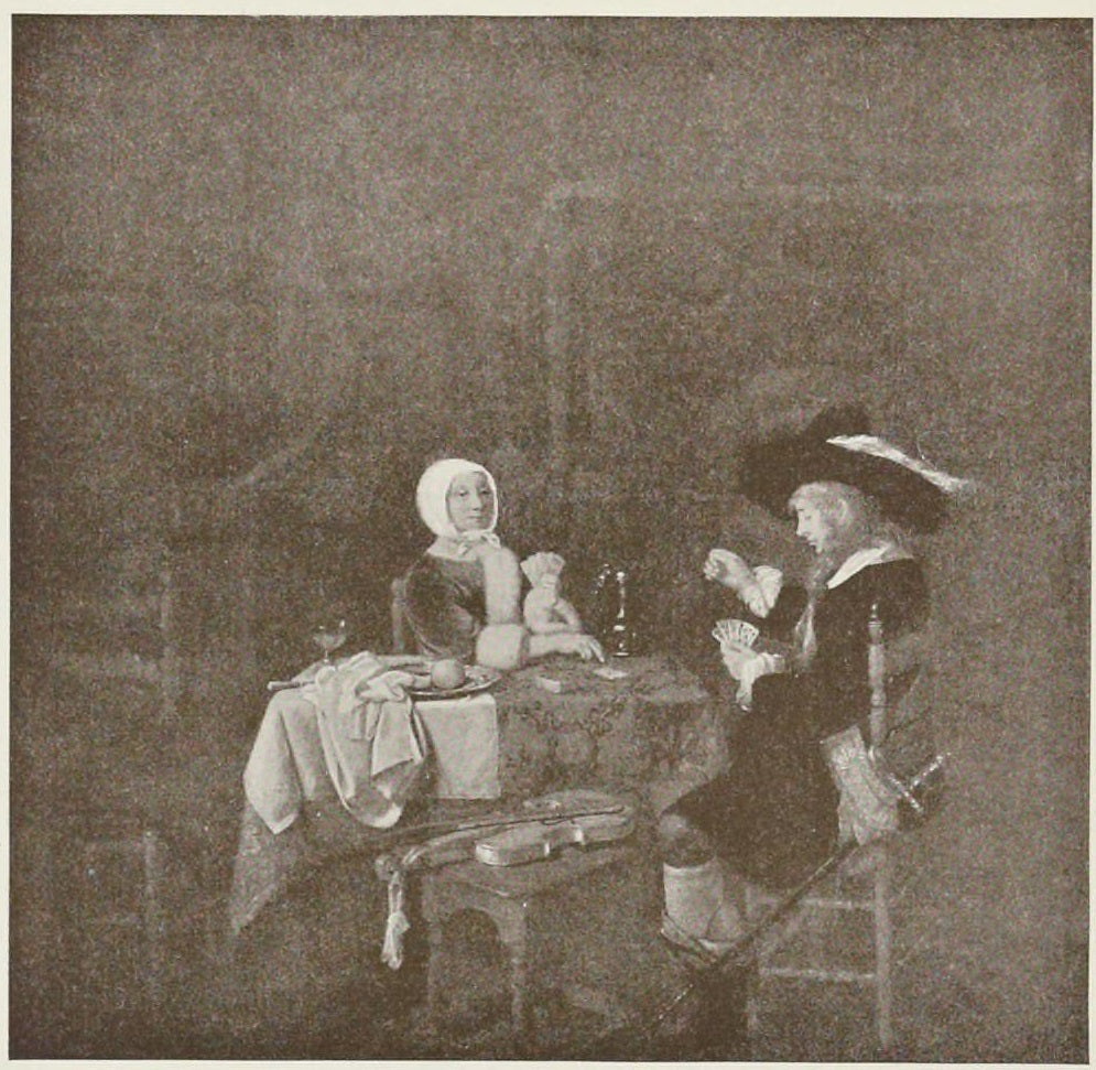 Un jeu de cartes - Gabriel Metsu image 1 reproduction artisanale de tableau