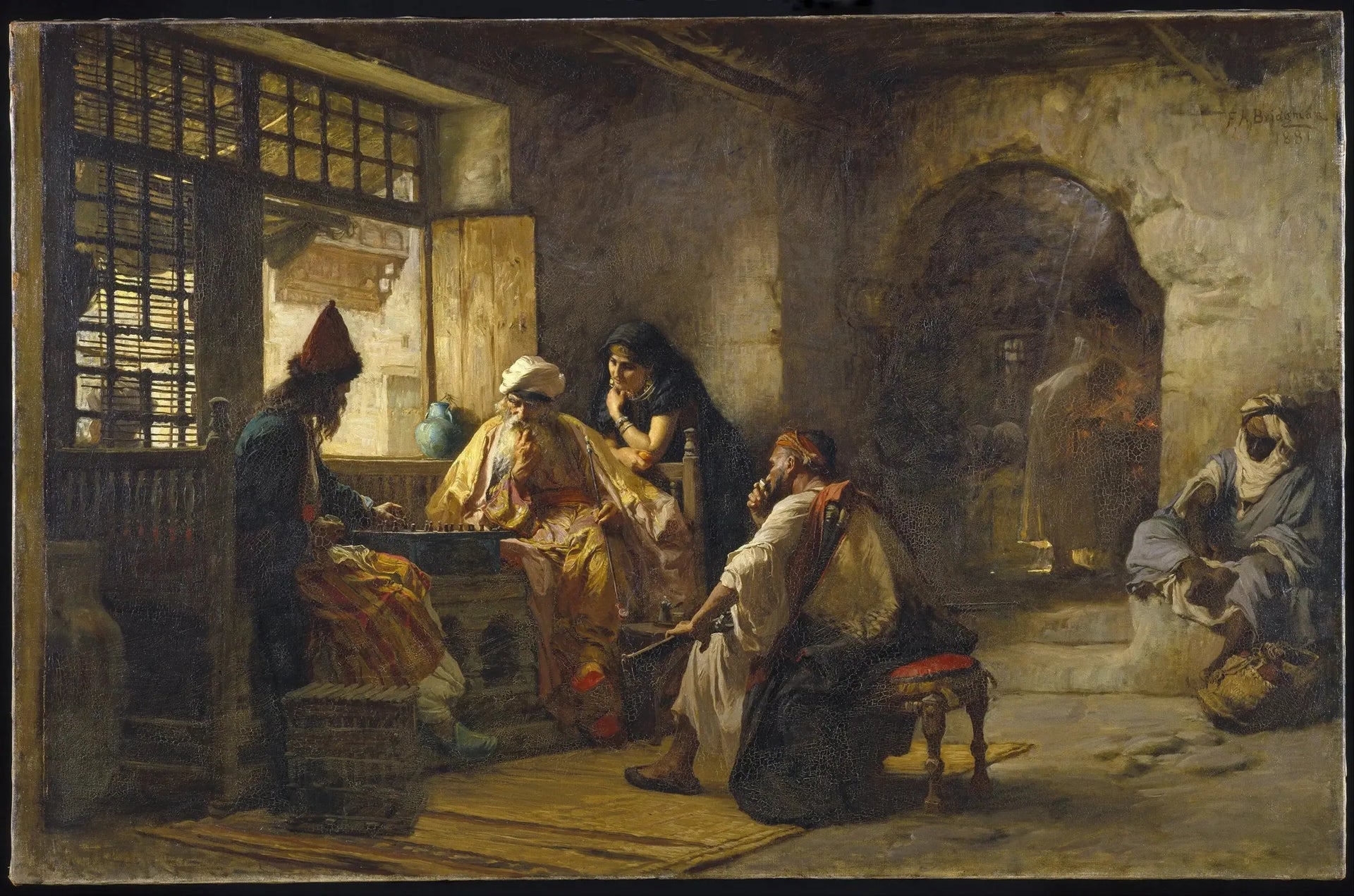 Un jeu intéressant - Frederick Arthur Bridgman image 1 copie de tableau peinte à la main