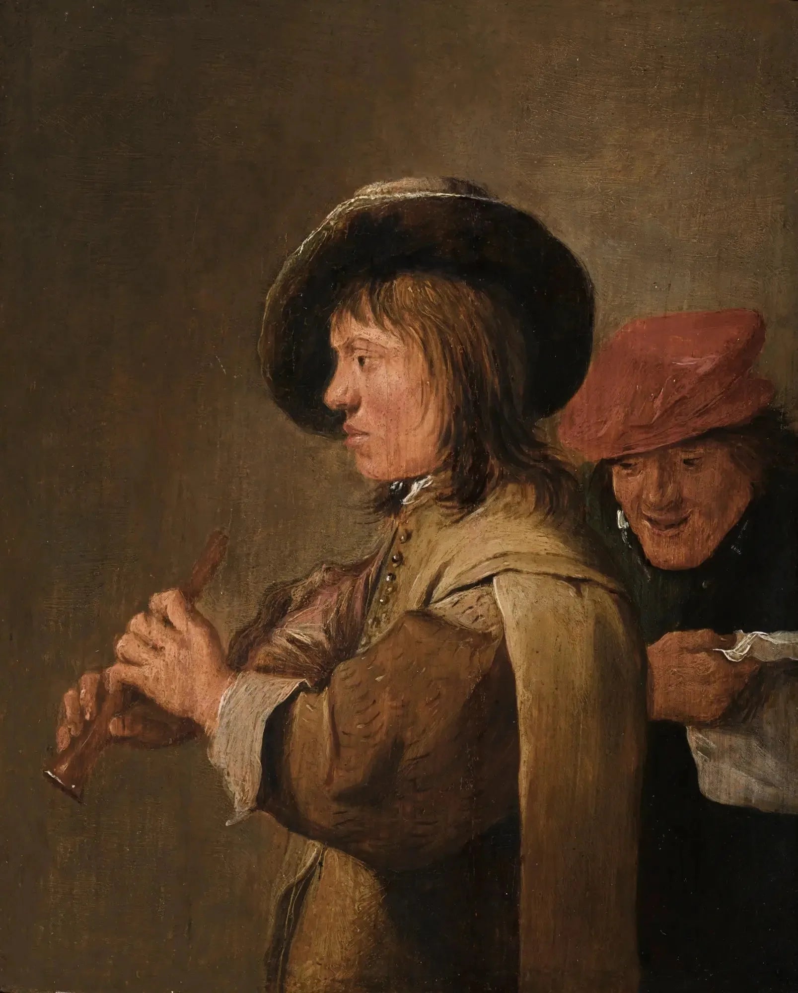 Un joueur de flûte de profil - David Teniers le Jeune image 1 copie de tableau peinte à la main