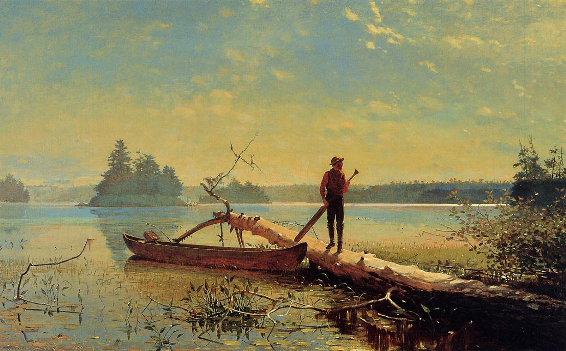 Un lac des Adirondacks - Winslow Homer image 1 copie peinte à la main à l’huile