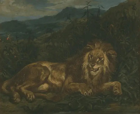 Un lion à la source - Eugène Delacroix image 2 reproduction d’œuvre d’art à l’huile