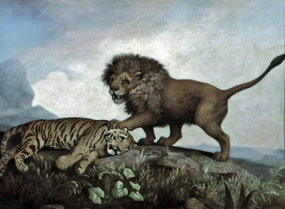 Un lion et un tigre - George Stubbs image 1 reproduction artisanale de tableau