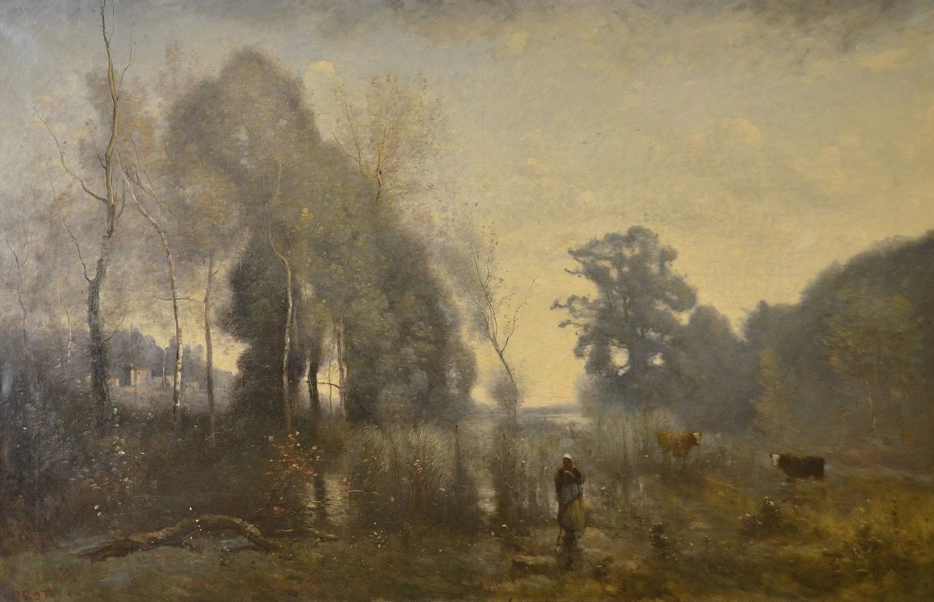 Un matin à Ville-d’Avray - Jean-Baptiste Camille Corot image 1 copie de tableau peinte à la main