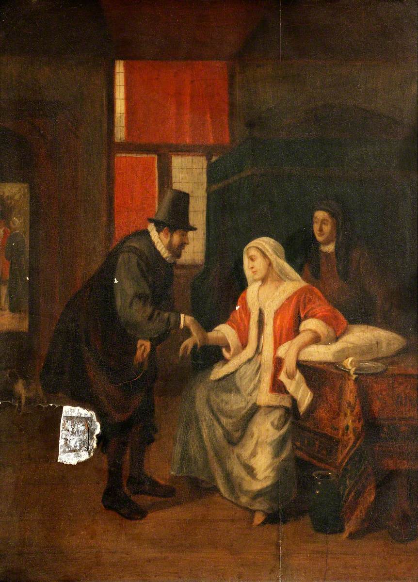 Un médecin prend le pouls d'une femme - Jan Steen image 1 reproduction réalisée par Alpha Reproduction