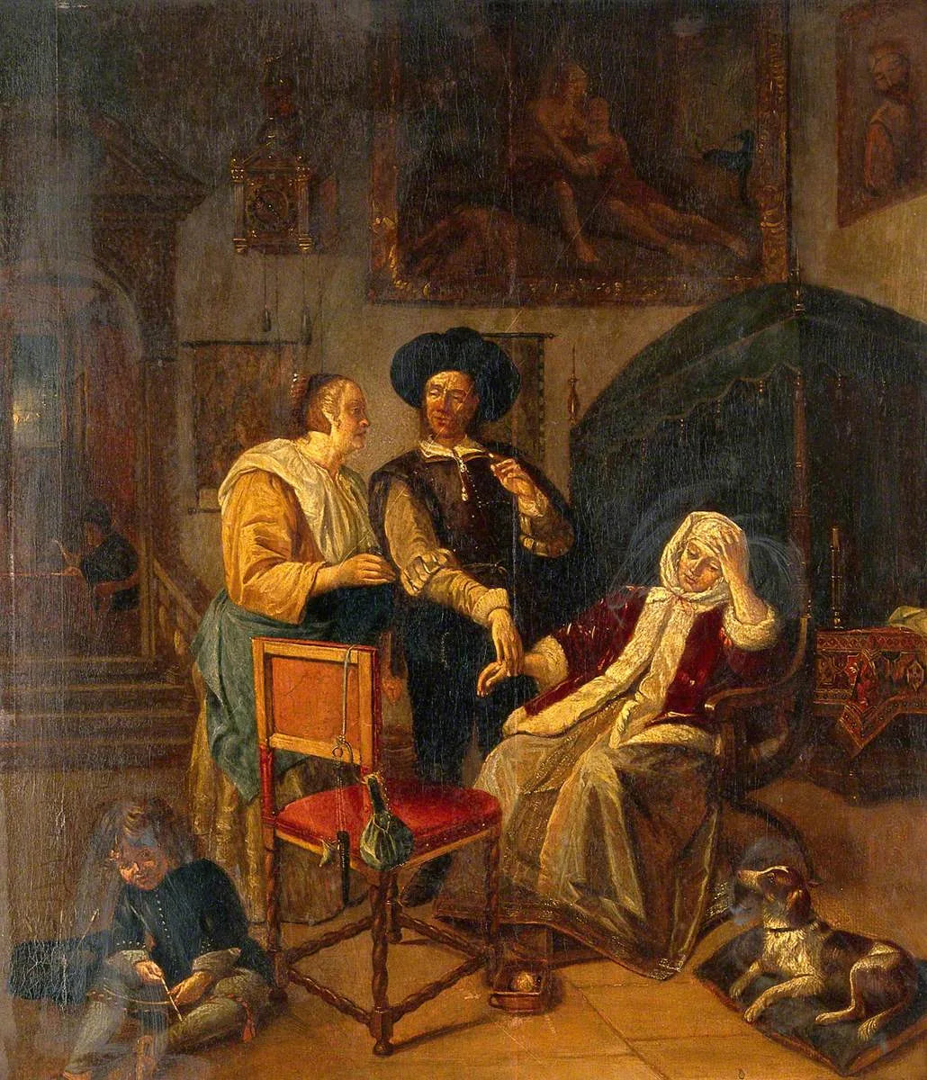 Un médecin prend le pouls - Jan Steen image 1 copie peinte à la main à l’huile