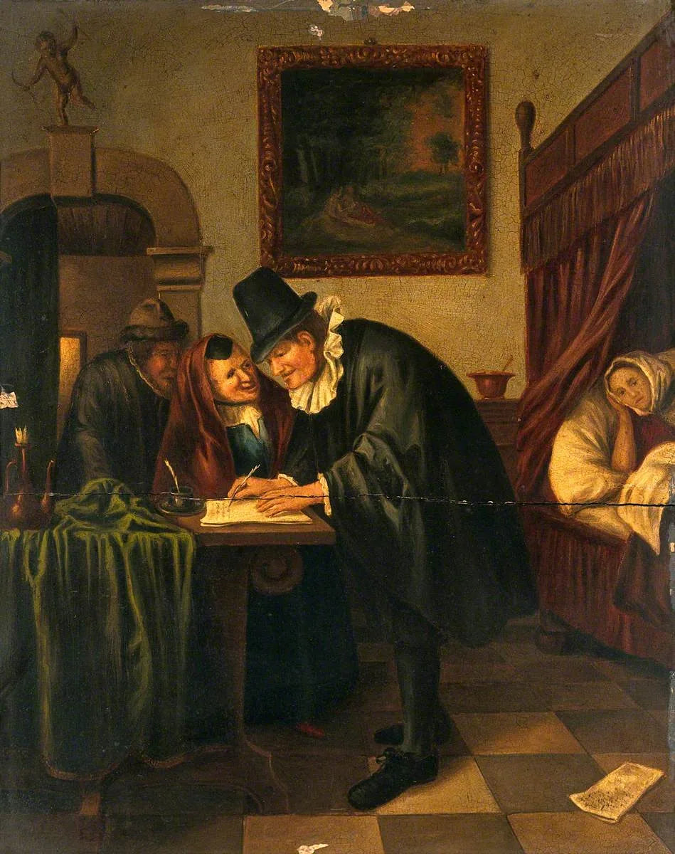 Un médecin rédige une ordonnance pour une jeune femme malade - Jan Steen image 1 reproduction de peinture à l’huile