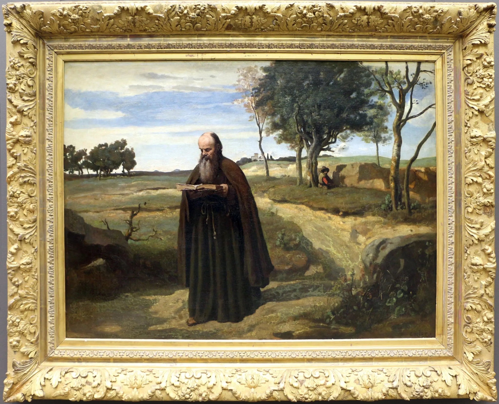 Un moine lisant - Jean-Baptiste Camille Corot image 1 reproduction de peinture à l’huile