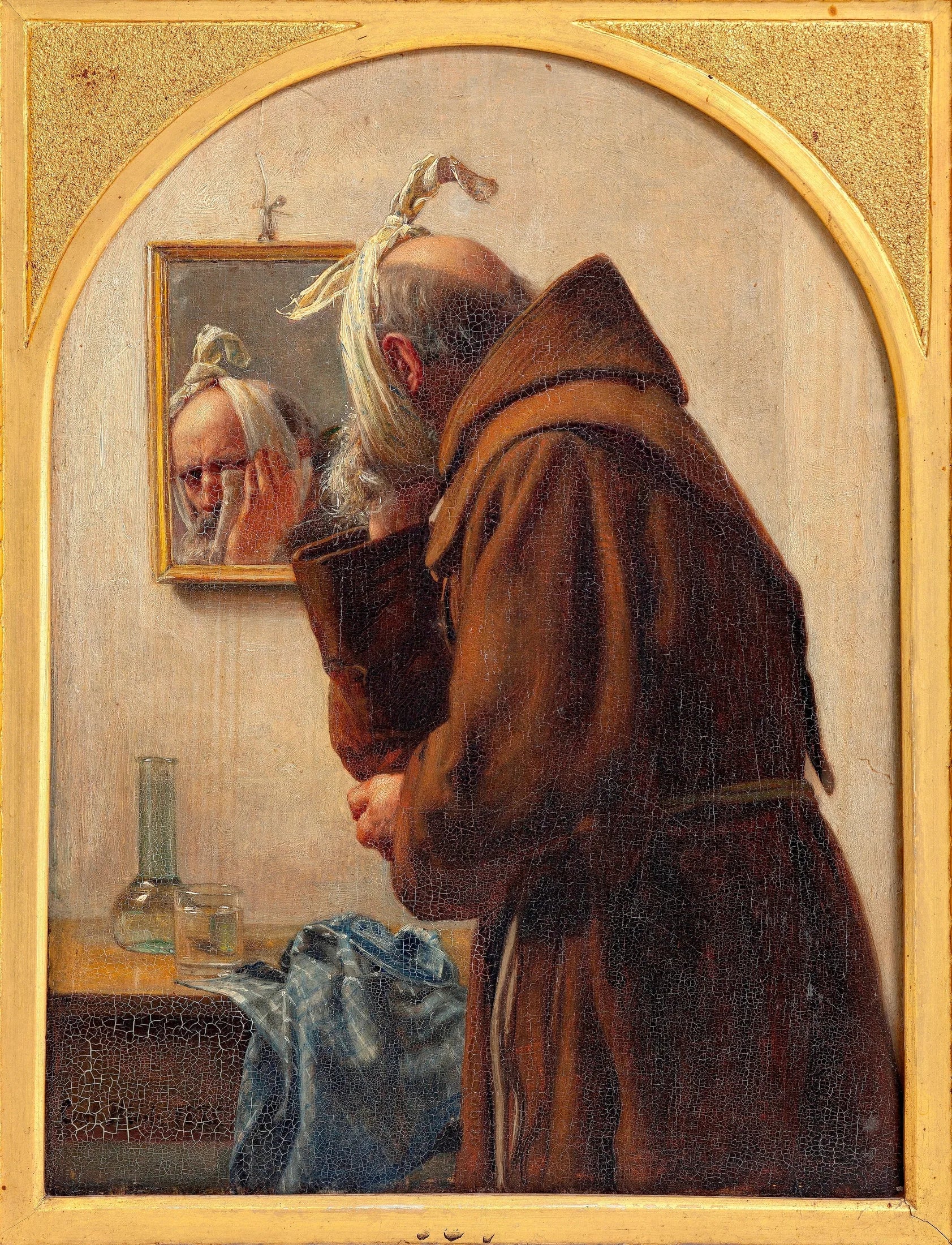 Un moine s'examine dans un miroir - Carl Heinrich Bloch image 1 reproduction réalisée par Alpha Reproduction