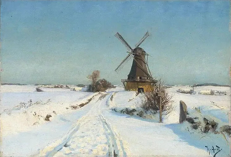 Un moulin à vent. - H. A. Brendekilde image 1 reproduction artisanale de tableau