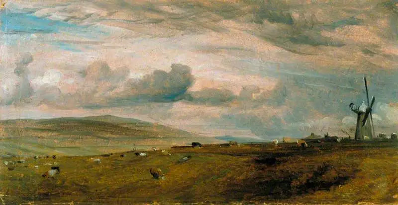 Un moulin à vent près de Brighton - John Constable image 1 copie de tableau peinte à la main