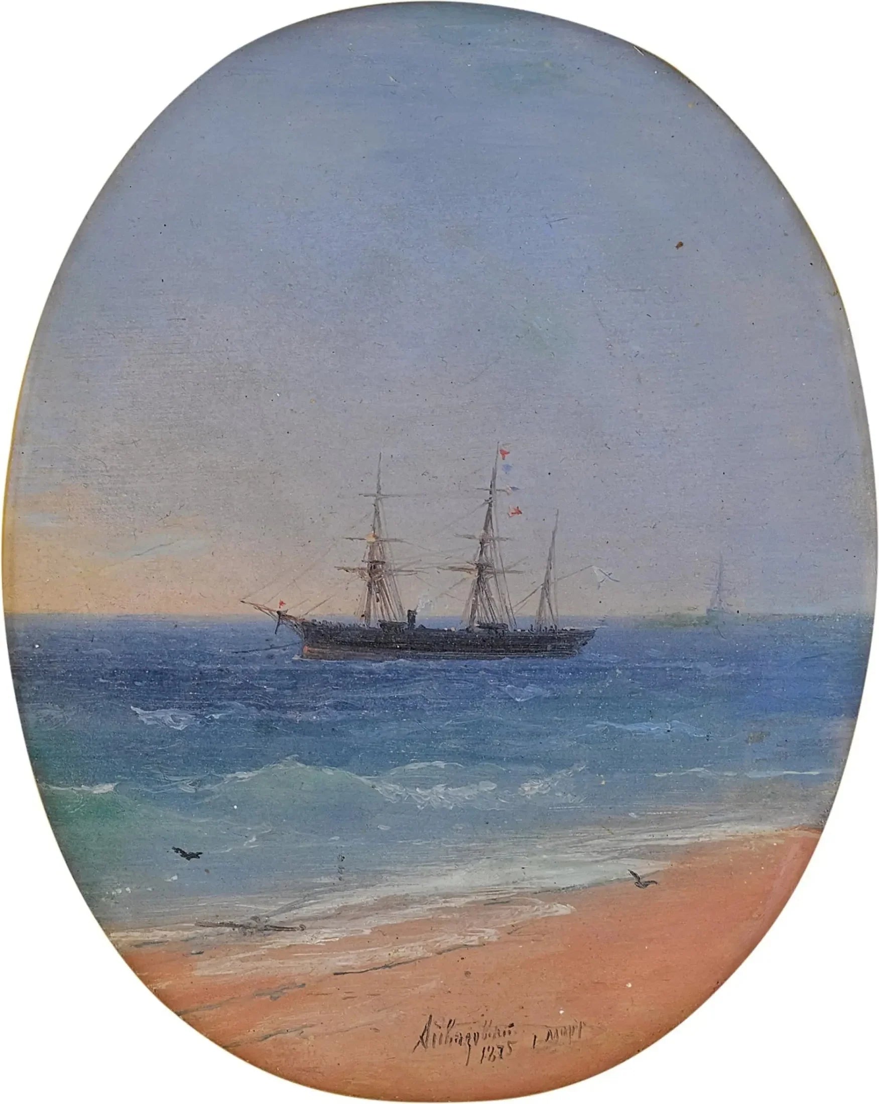 Un navire de la marine russe au large des côtes - Ivan Aïvazovski image 1 reproduction de peinture à l’huile
