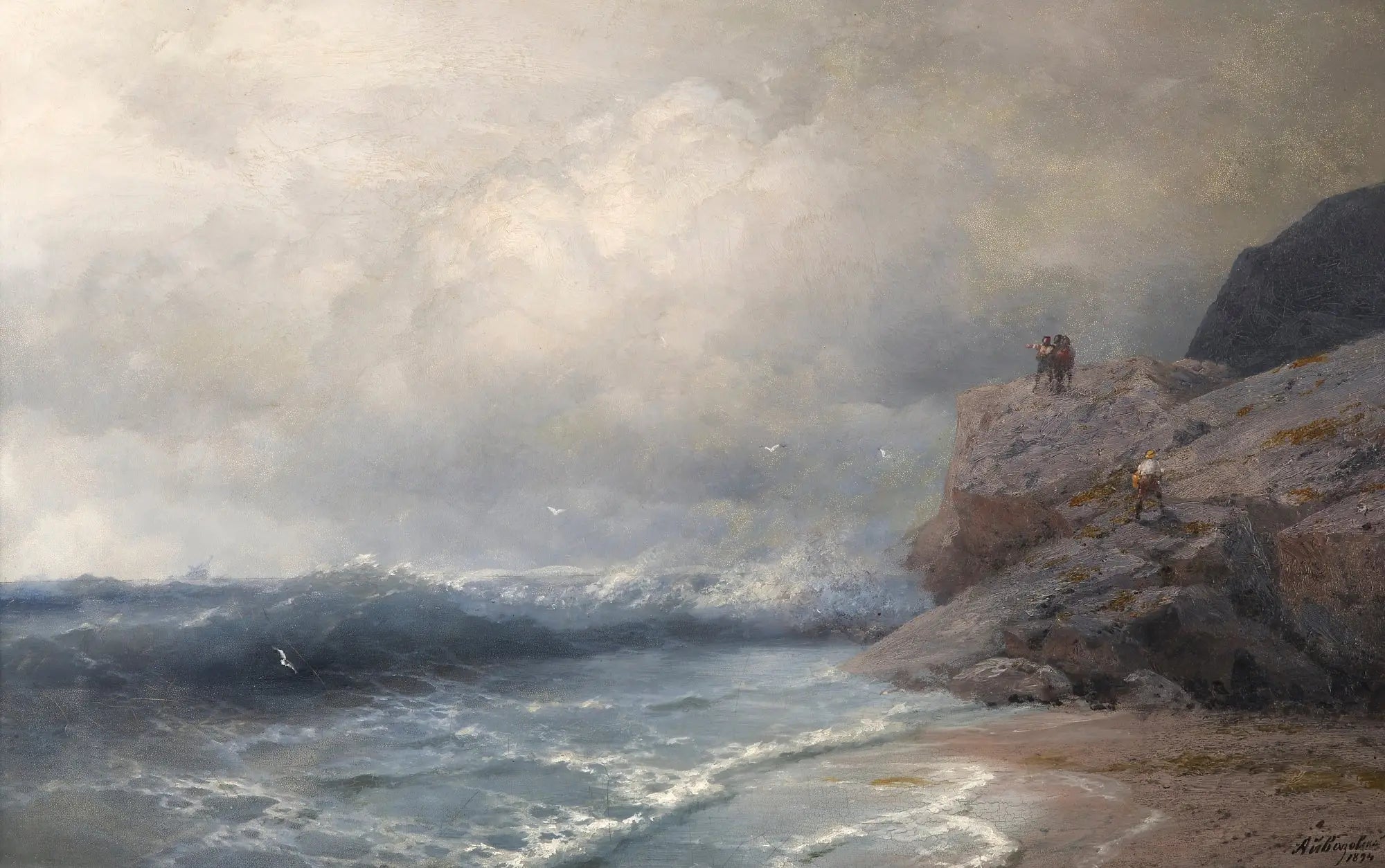 Un navire en péril - Ivan Aïvazovski image 1 copie de tableau peinte à la main