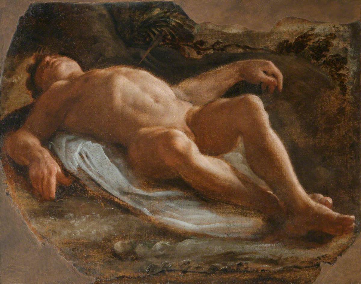 Un nu masculin allongé (fragment) - Annibale Carracci image 1 copie de tableau peinte à la main