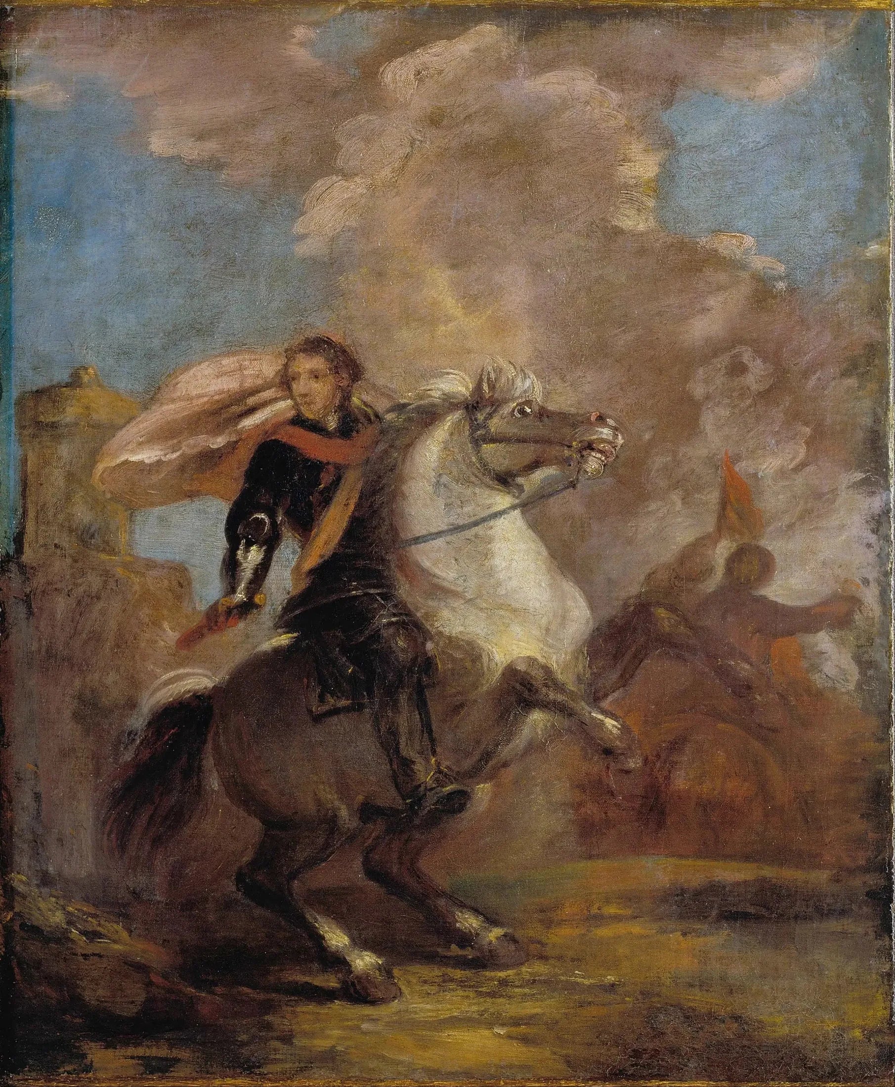 Un officier à cheval - Joshua Reynolds image 1 reproduction de peinture à l’huile