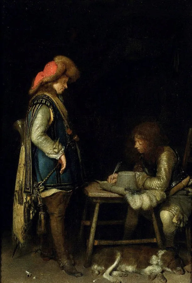 Un Officier dictant une lettre - Gerard ter Borch image 1 reproduction de peinture à l’huile
