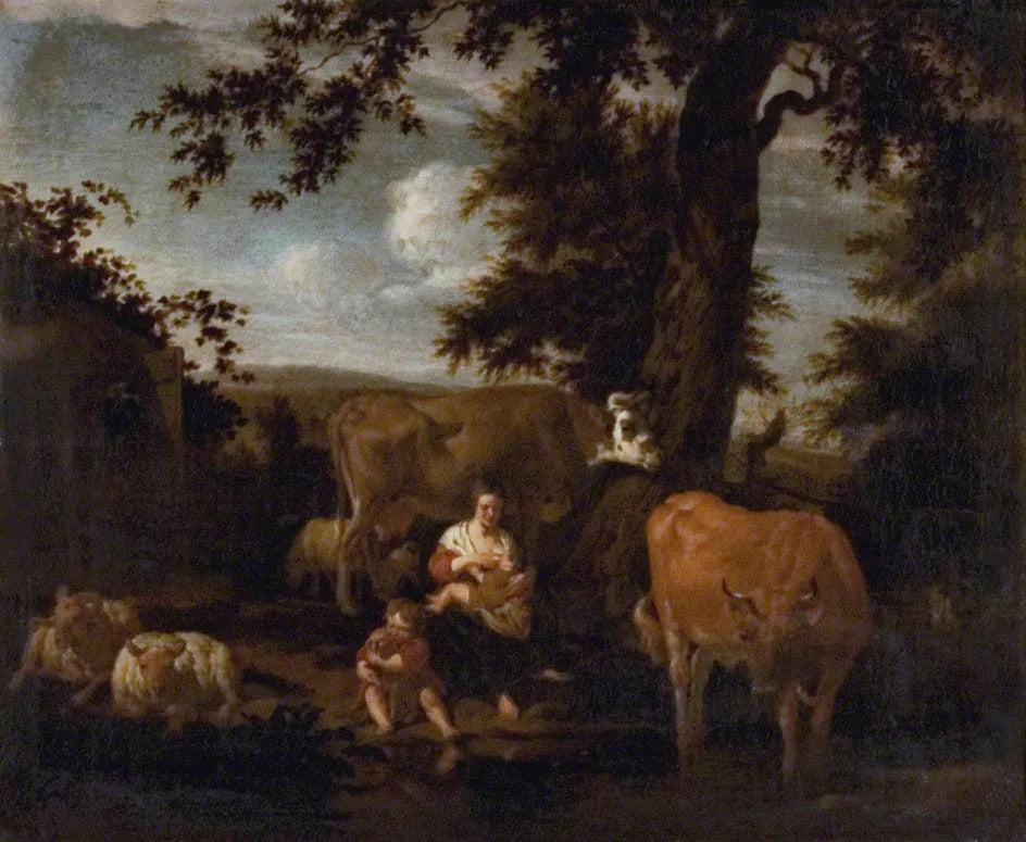 Un paysage avec des bovins et des ovins - Adriaen van de Velde image 1 copie peinte à la main à l’huile