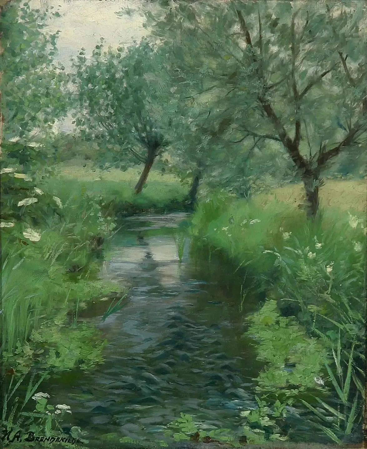 Un paysage avec un ruisseau. - H. A. Brendekilde image 1 reproduction réalisée par Alpha Reproduction