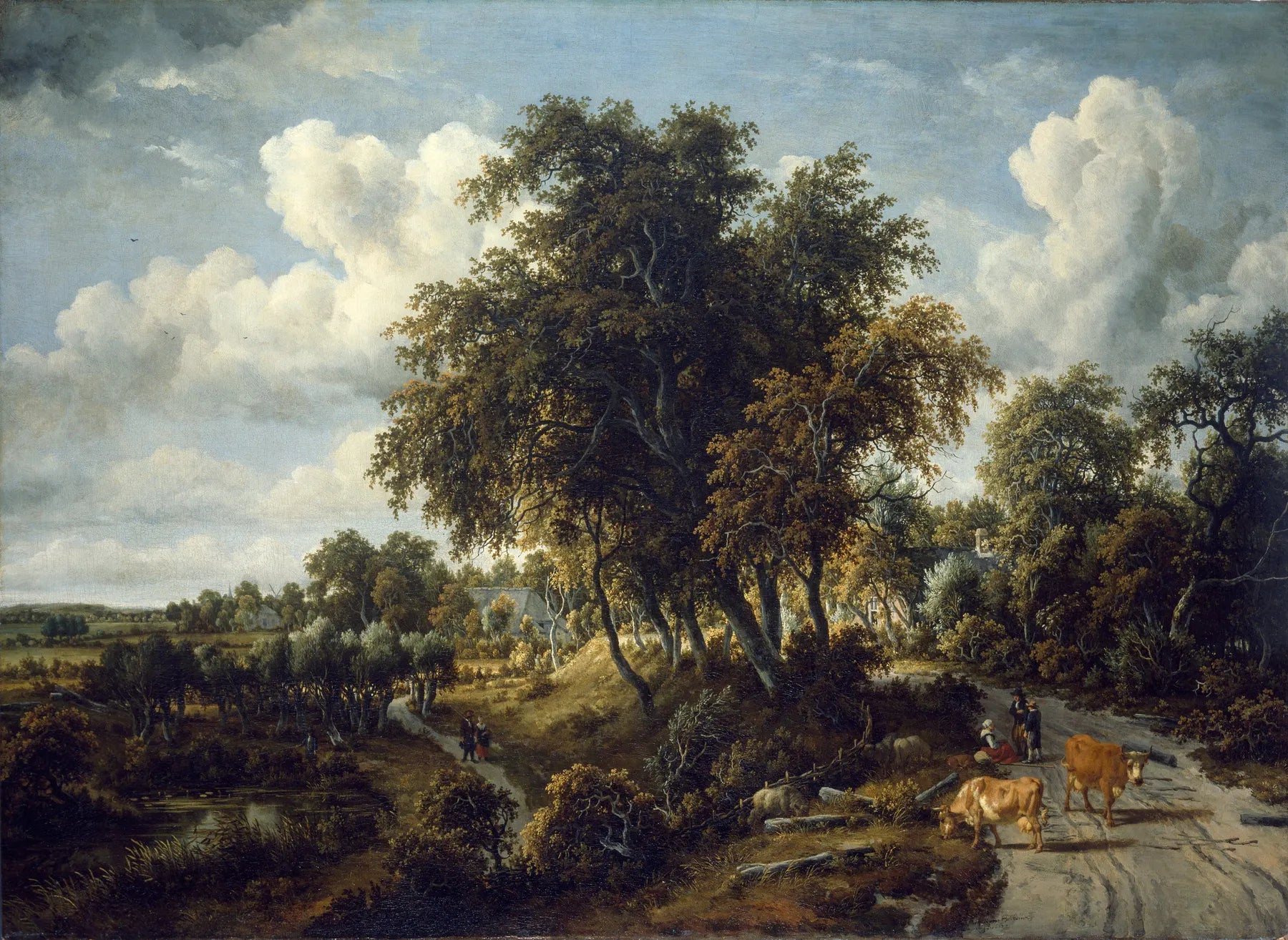 Un paysage boisé : le sentier sur la digue - Adriaen van de Velde image 1 reproduction artisanale de tableau