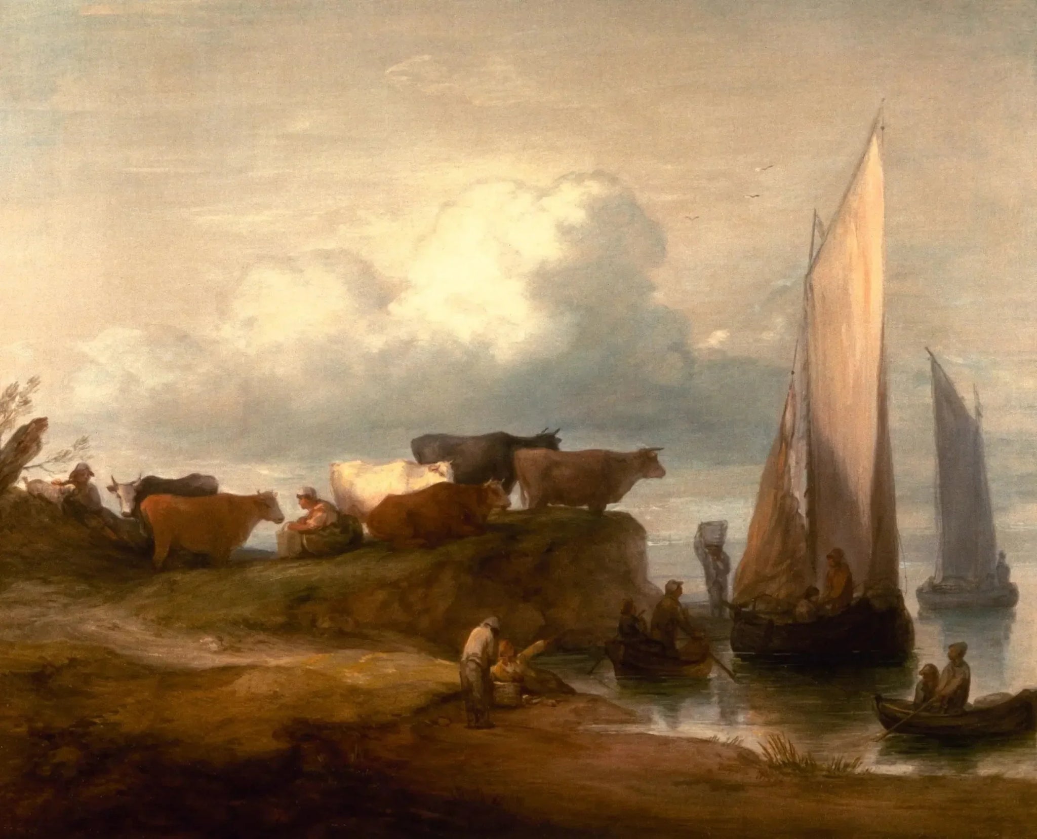 Un paysage côtier - Thomas Gainsborough image 1 reproduction de peinture à l’huile