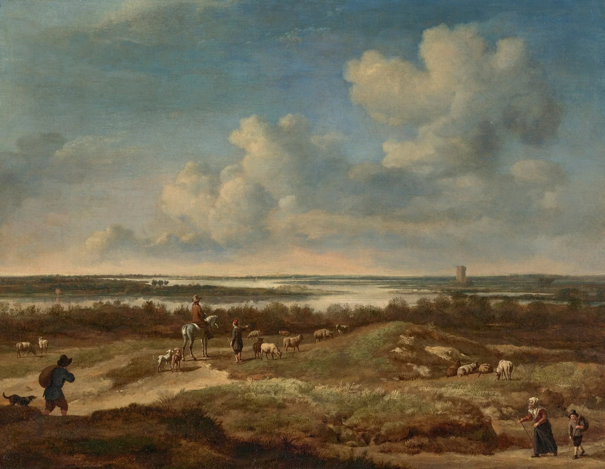 Un paysage de dunes avec des paysans - Adriaen van de Velde image 1 reproduction de peinture à l’huile