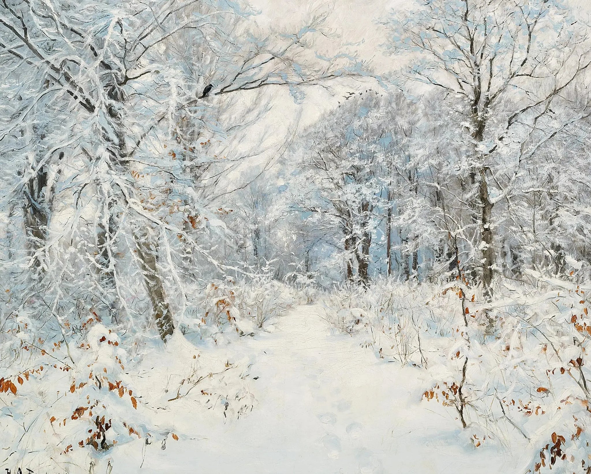 Un paysage de forêt d'hiver. - H. A. Brendekilde image 1 reproduction artisanale de tableau