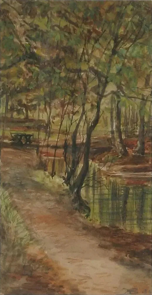 Un paysage de la rivière à Odense. - H. A. Brendekilde image 1 reproduction de peinture à l’huile