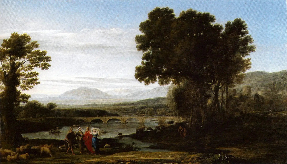 Un paysage fluvial avec Jacob, Laban et ses filles - Claude Lorrain image 1 copie de tableau peinte à la main