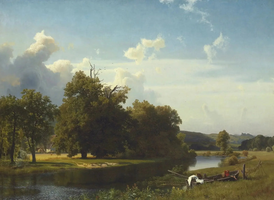 Un paysage fluvial, Westphalie - Albert Bierstadt