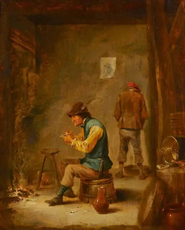 Un paysan remplissant sa pipe - David Teniers le Jeune image 1 reproduction artisanale de tableau