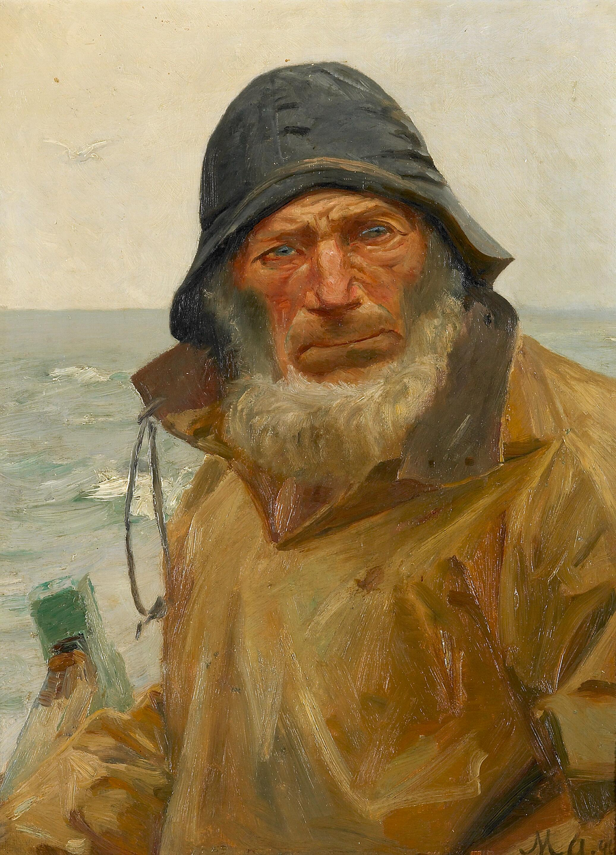 Un pêcheur dans son bateau. - Michael Peter Ancher