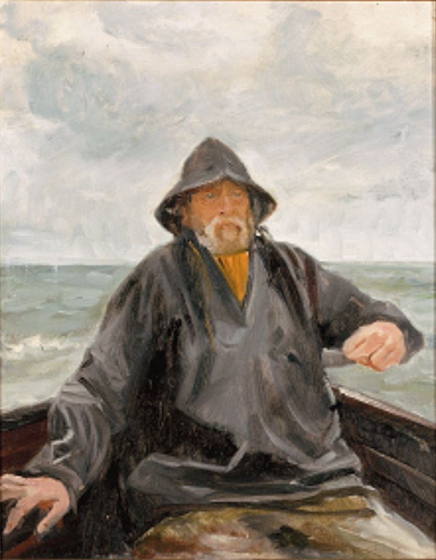 Un pêcheur de Skagen en mer. - Michael Peter Ancher image 1 reproduction réalisée par Alpha Reproduction
