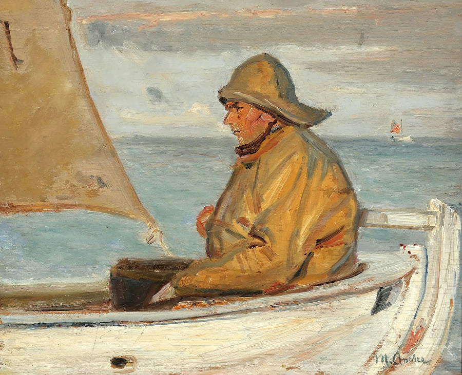 Un pêcheur de Skagen naviguant dans les premiers rayons du soleil. - Michael Peter Ancher