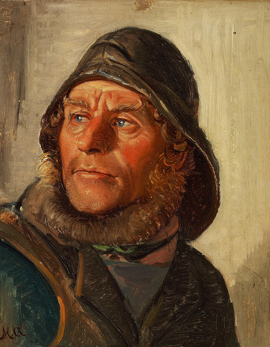 Un pêcheur de Skagen portant un ciré. - Michael Peter Ancher