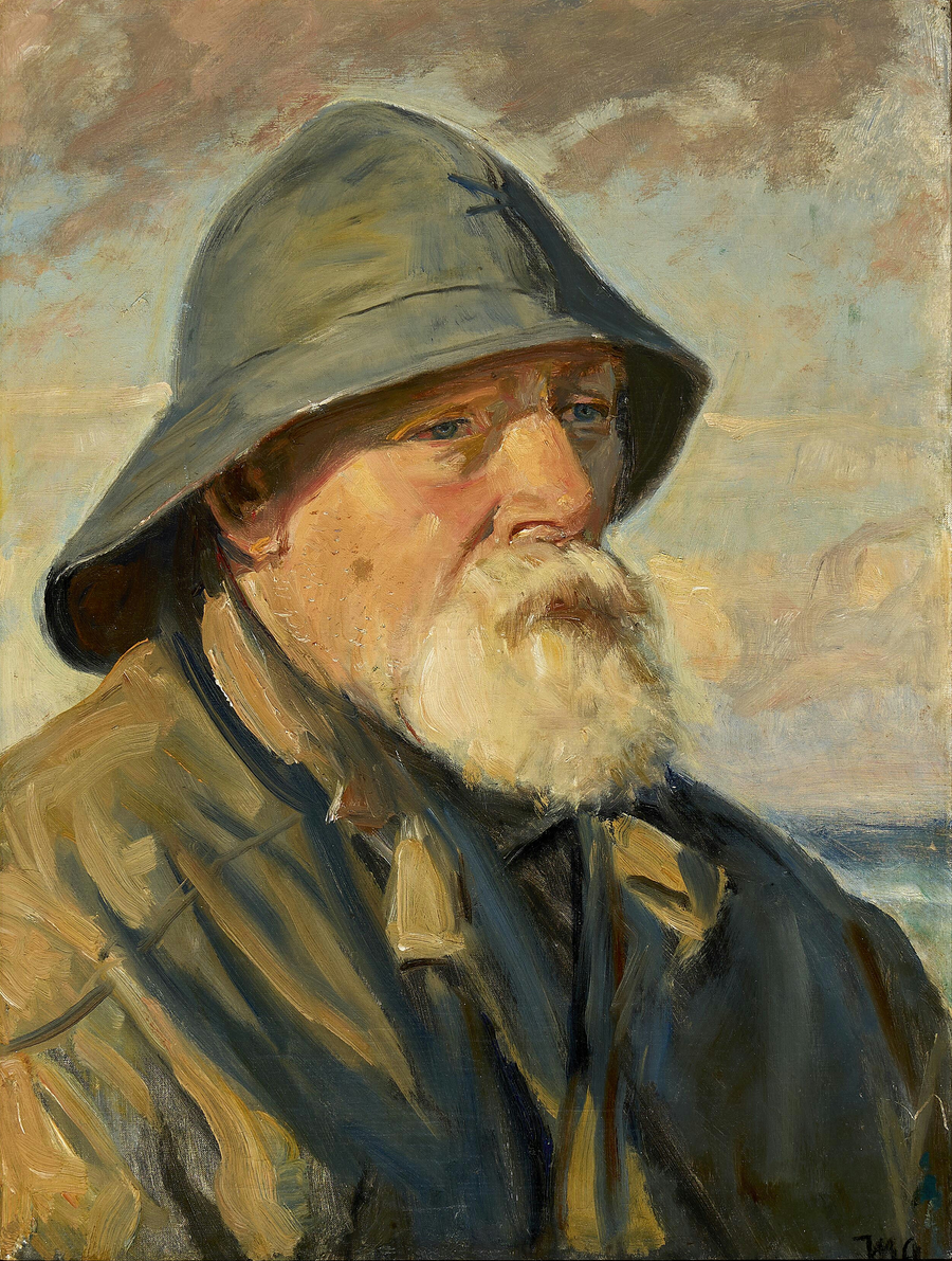 Un pêcheur de Skagen portant un ciré. - Michael Peter Ancher